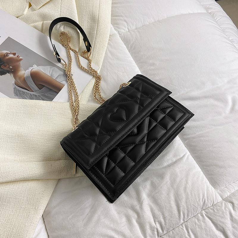 

Fashionable Minimalist Single Shoulder Bag Women Chain Trendy Small Square Bag Female 2023 Summer New Casual Commuter Messenger Bag чёрный