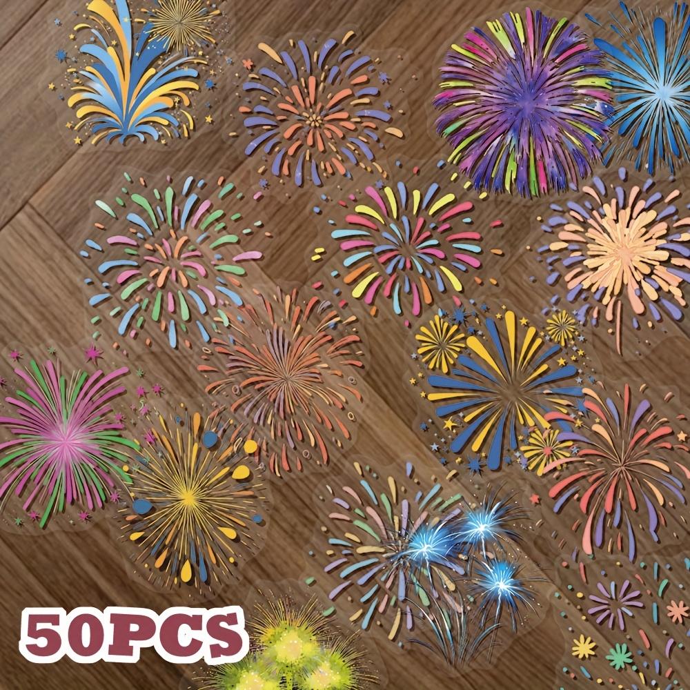 

50pcs Vintage Fireworks Stickers Suitable for Scrapbooking,Skateboard,Luggage,Planner Decoration Self-Adhesive Plastic Stickers 5cm