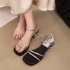 Coarse Heel French Fashion Versatile Strap Sandals Women's Summer Wear 2025 New Open-toed Skirt with One-word Sandals