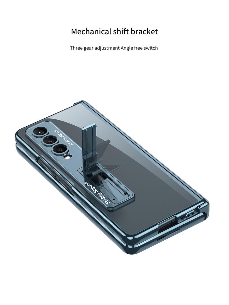 Samsung Z Fold 4 Transparent Magnetic Stand Case with Electroplated Phantom Design