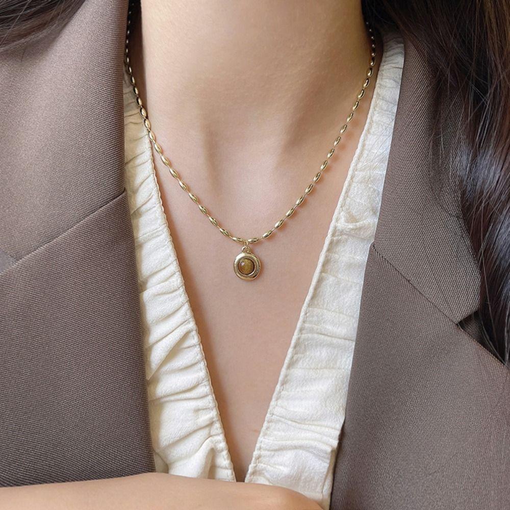 Irregular Simple Metal Necklace Stainless Steel Heart Collarbone Chain Party