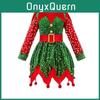 Girl Elf Costume Christmas Holiday Cosplay Dress With Accessories For Kids