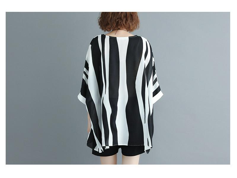 2021 Summer Plus Size Batwing Sleeve Chiffon Top - Loose Fit, Slimming Fashion