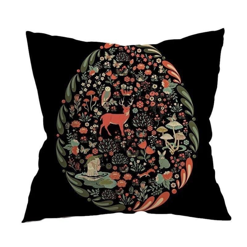 Luxury Home Decor Cushion Cover Chinese Style Creative Floral Pattern Print Pillow Cover Car Sofa Cushion Cover