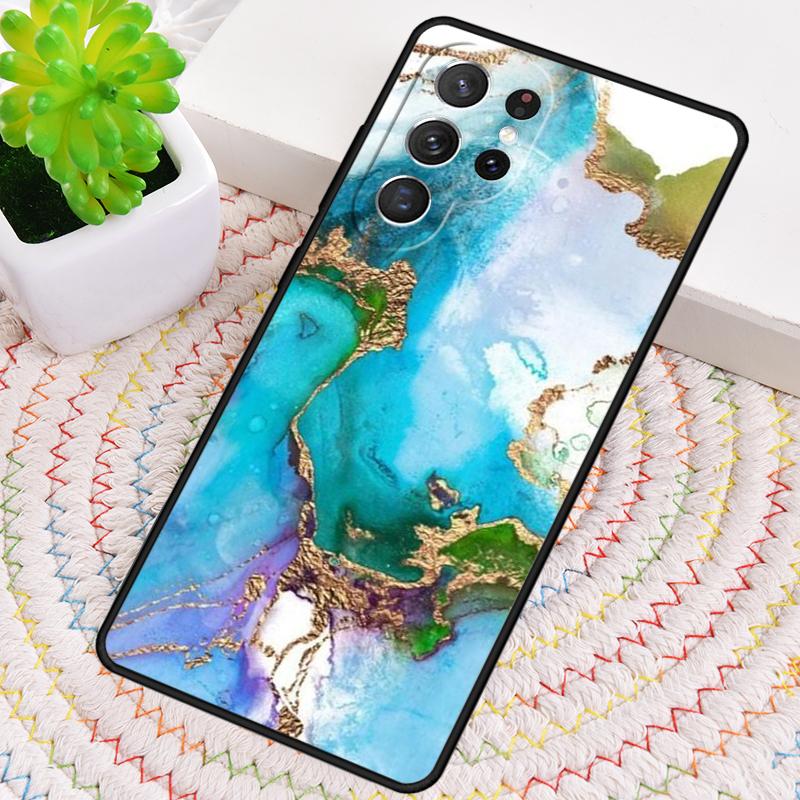 Gold Indigo Faux-Malachit Silikon Handyhülle Für Samsung Galaxy note 10 pro S26 S25 S24 S23 S22 S21 Plus S25Ultra Capa Cover