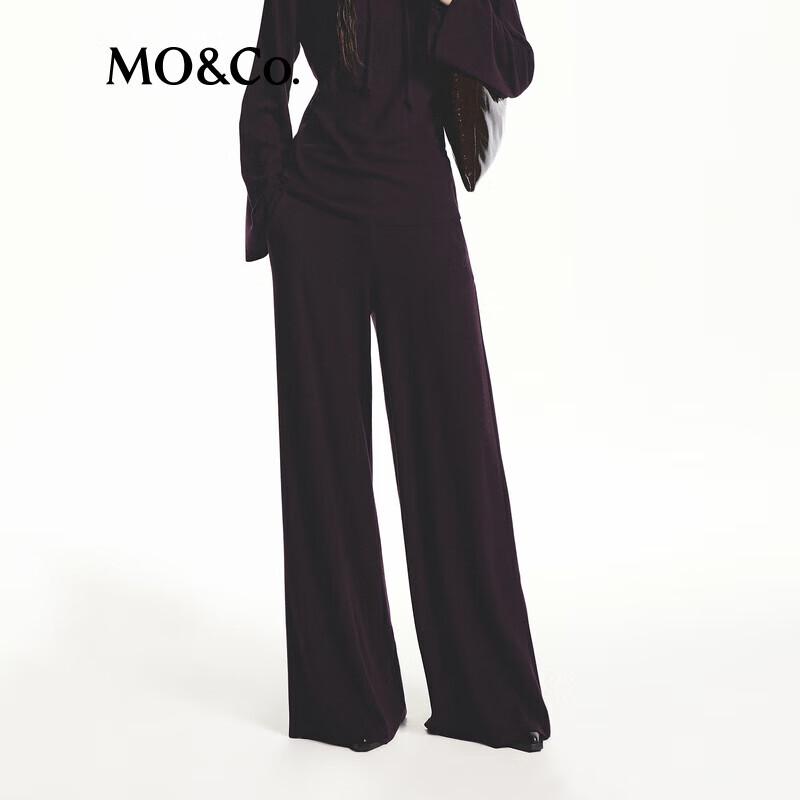 MO&Co. Autumn High-Waist Wide-Leg Drawstring Brushed Velvet Pants