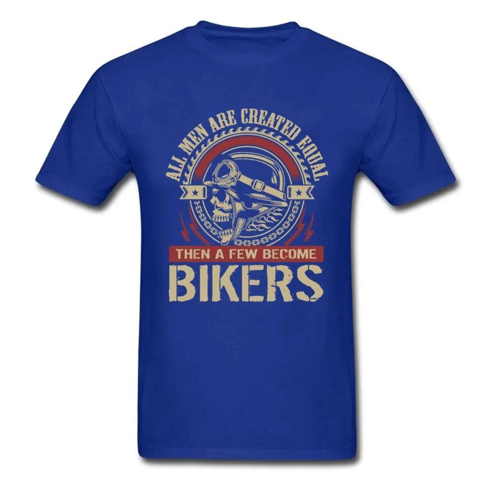 Vintage Motorcycle Skull Tshirt All Men Are Created Equal Then A Few Become Bikers Summer Motorbike Tops & Tees New Streetwear