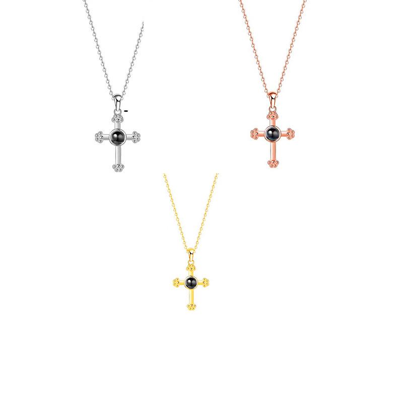 Multilingual Projection Necklace: Customizable Titanium Steel, Non-Fading, with Color Photo Engravings