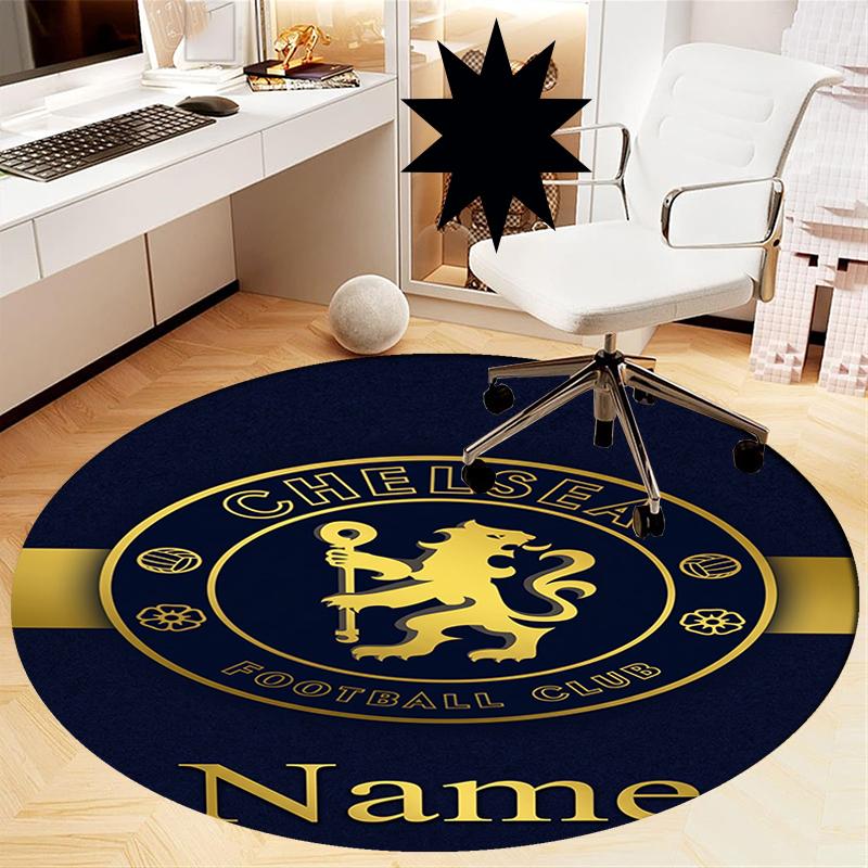 Custom Name Chelsea Football Club Printed Round Rug Carpet Chair Rug Area Rug Entryway Doormats,for Office Chair Living Room Bedroom Kitchen Room.