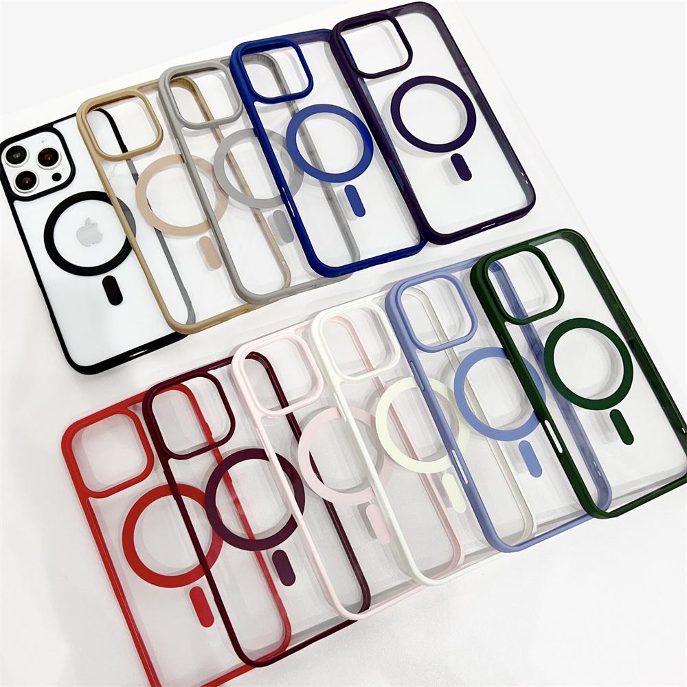 For iPhone 16 15 14 13 12 11 Pro X XS XR Max 7 8 Plus Mini Luxury Magsafe Transparent Case Magnetic Wireless Charge Phone Cover