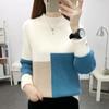 Women's Mink Fleece Sweater Autumn and Winter Half-turtleneck Knitwear Color-blocked Half-turtleneck Pullover Sweater