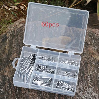 60 teile/schachtel Angelrute Ringe Pesca Salzwasser Keramik Stange Führungsring Set Auge Carbon Guide Reparatur Kits