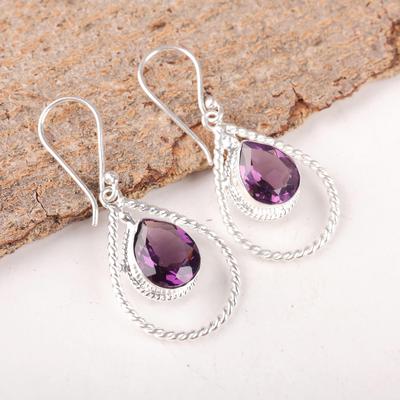 Amethyst Gemstone Jewelry, 925 Solid Sterling Silver Earrings, Handmade Gorgeous Silver Earrings For Thanksgiving Gift