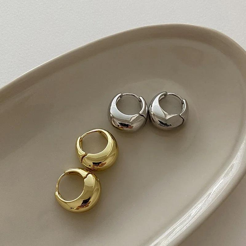 Fashion Metal Round Circle Hoop Earrings for Women Vintage Gold Plated Chunky Drop Earring Prevent Allergy Jewelry Party Gifts