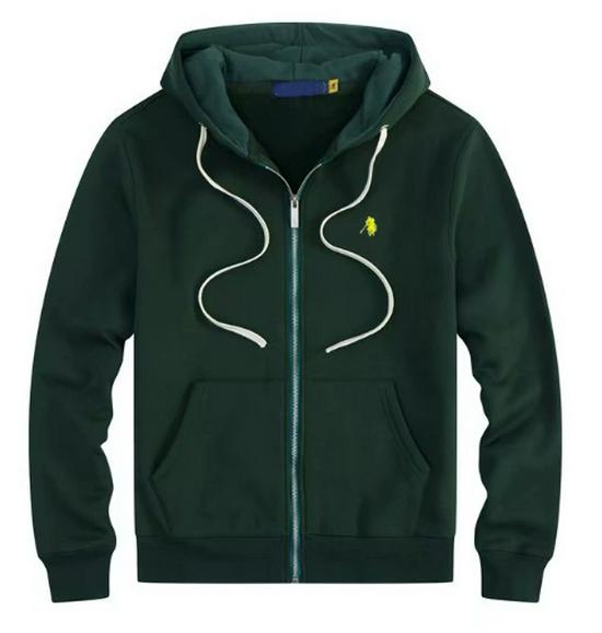 Sudadera con capucha forrada de felpa para hombre, Bordada, Corte holgado, Estilo polo Otoño/Invierno, Tallas grandes, Diseño RL