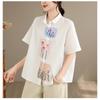 DIMANAF 2026 Women Plus Size New Summer Blouse Shirt Short Sleeve Casual Loose Print Lady Tops Shirts Cotton