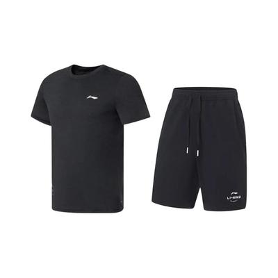 Plain Round Neck Pullover Short Sleeve T-Shirt Simple Quick-Dry Sweat-Wicking Comfortable Shorts Casual Sports Set ATSS069-1+AKST543-3