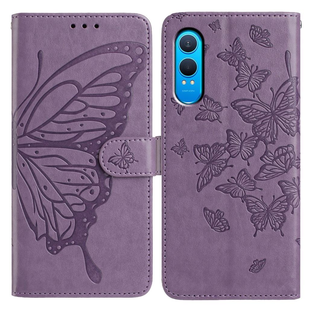 For OnePlus Nord CE4 Lite 5G Case Butterfly Imprinted Wallet Stand PU Leather Flip Phone Cover with Strap