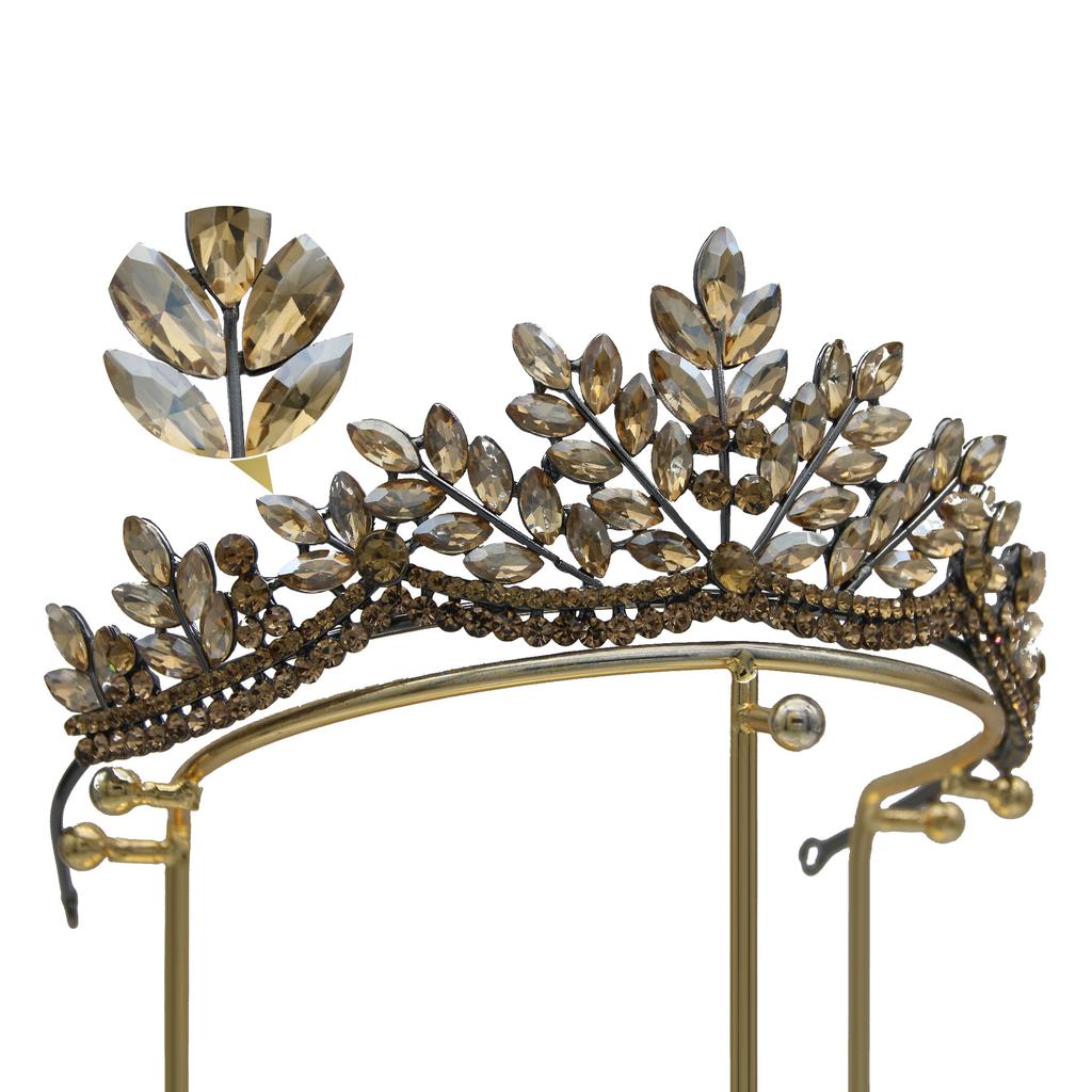 Spring Bridal Crown Headdress European and American Alloy Black Crystal Wedding Baroque Hair Accessories