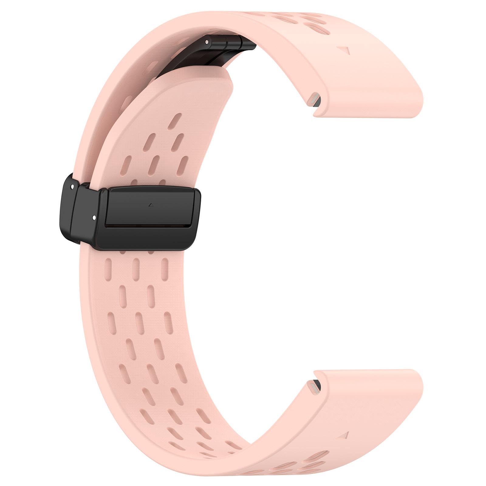 

For Garmin Tactix 7 Pro/Fenix 7X/Fenix 7X Solar Silicone Watch Strap 26mm Breathable Watch Band with Folding Buckle Light Pink