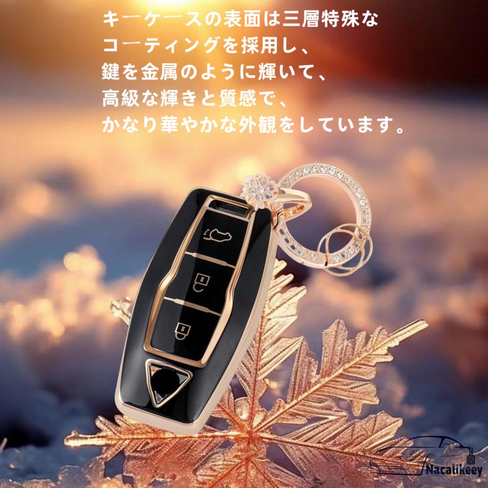 Nacalikeey Cute Key Case, Snow Key Holder, Key Case, Sparkle, Key Cover, Gorgeous Style, Black