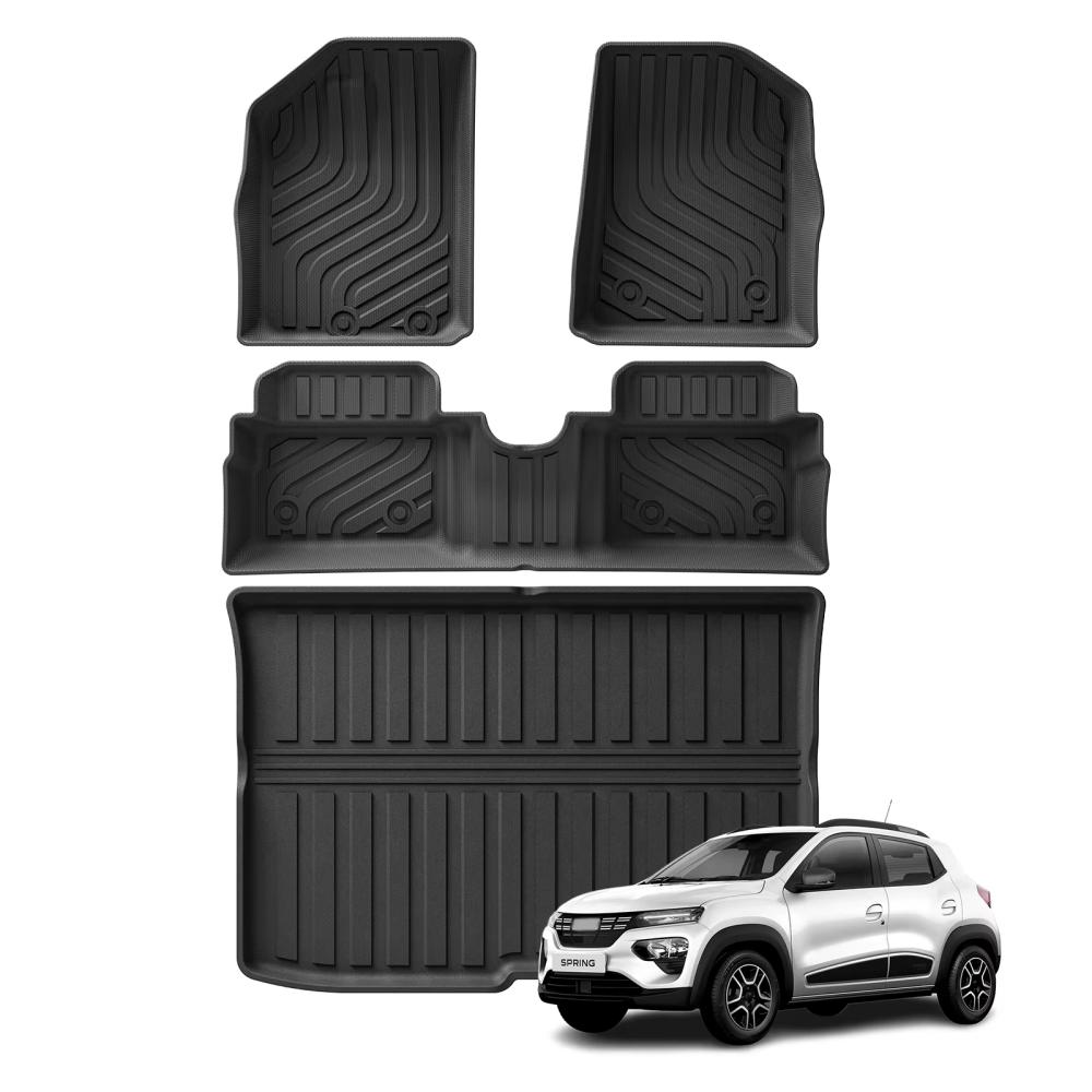 For Dacia Spring EV Car Floor Mats Trunk Mat TPE 3D Foot Mat Set Accessories Left Hand Drive