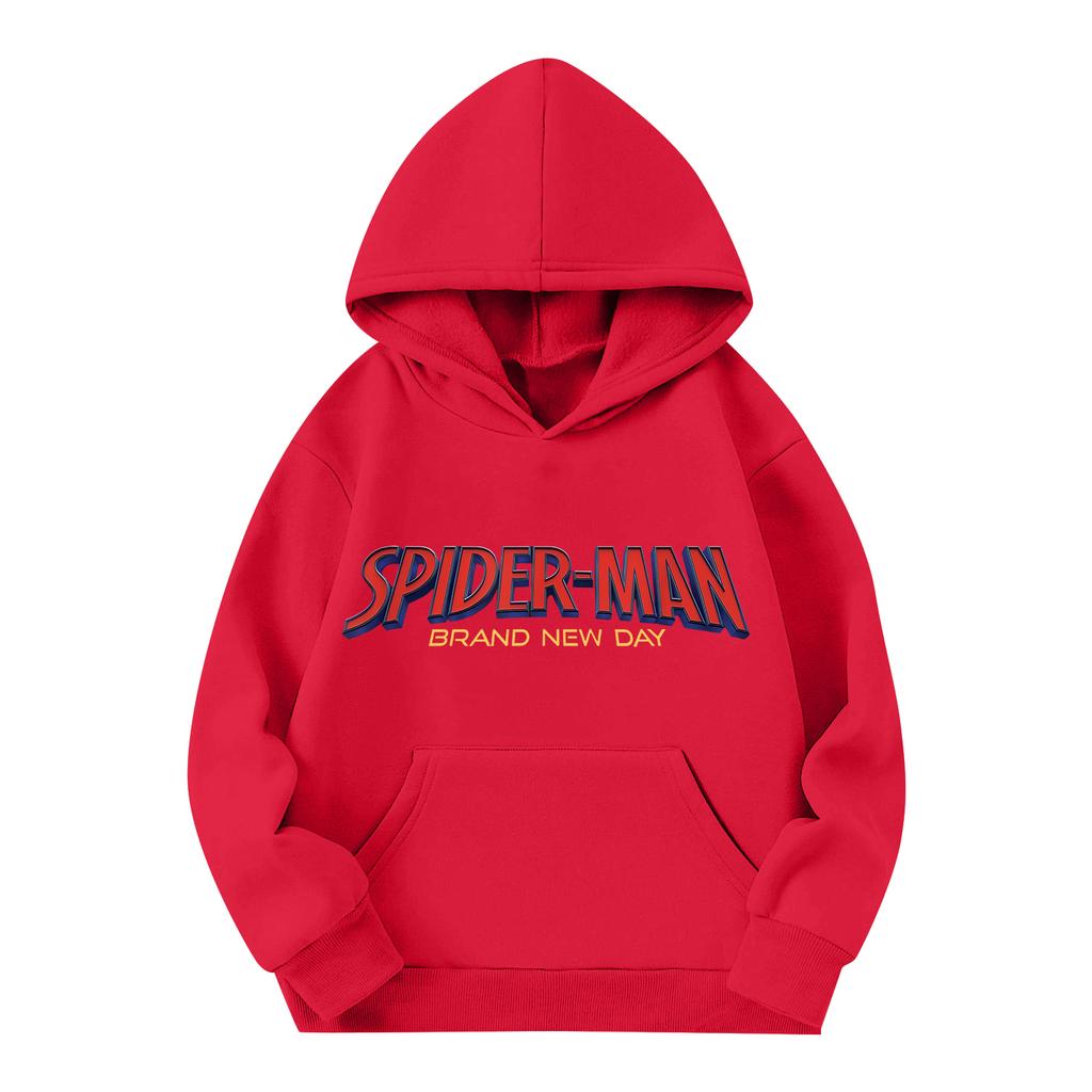 Kids Long Sleeve Pullover Hoodie with Pocket Letter Print Loose Fit Top