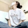 Cartoon Pure Cotton White Gray Short-sleeved Women's T-shirt Summer New Super Good-looking Top High-end Loose Half-sleeved T-shirt