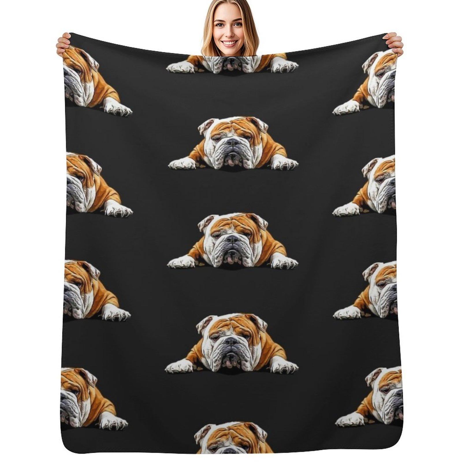 Bulldog Chill Pose - English Bulldog Throw Blanket Men s Soft Warm Throw Blanket for Couch Size: 75*100cm, Weight: 230 GSM