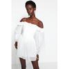 Waist Opening/Skater Lined Flared Chiffon Bridal Dress