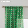 1PC NAPEARL Christmas Style Semi Blackout Curtains Santa Claus and Elk Pattern Green Curtains for Living Room Bedroom Balcony Window Home Decor