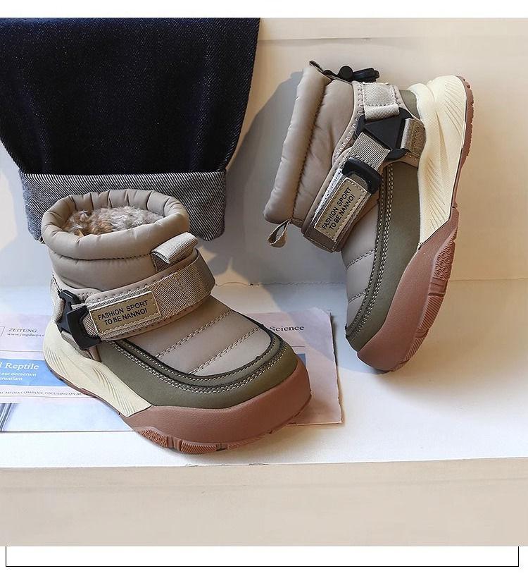 Kinder-Schneestiefel im koreanischen Stil: Winter-Sneaker mit weichen Sohlen, Plus Samt, dicke Baumwolle für Kleinkinder