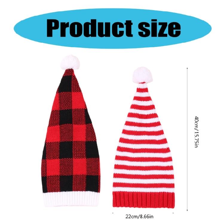 Winter Warmth Elf Hat Knitted Santa Hat for Adult Festival Plaided Hat Christmas Accessory Crochet Hat Holiday Props Hat