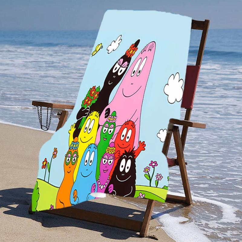 proof beach towel with a Barbapapa pattern - soft,absorbent,quick-drying,machine washable - perfect for swimming,camping,bathing
