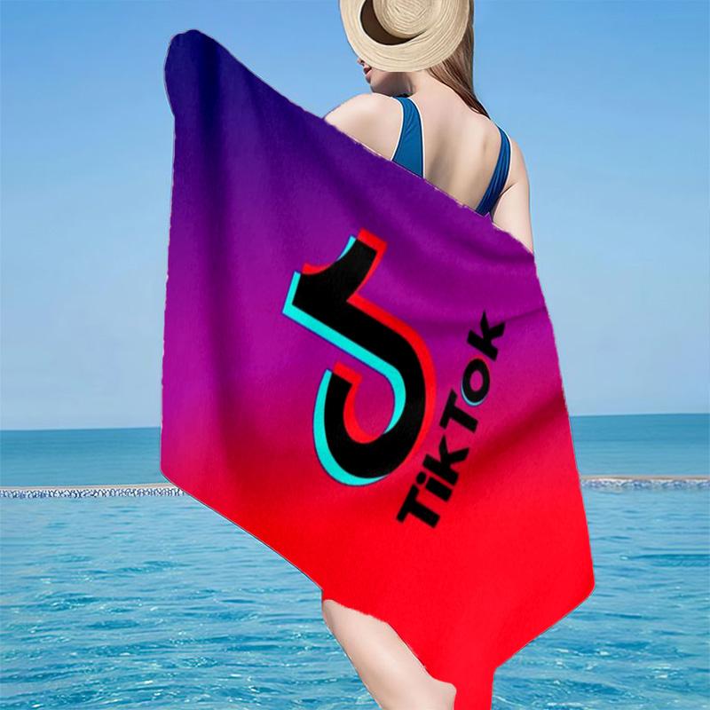 Tiktok Logo Design Microfiber Beach Towel, Lightweight And Quick-Dry, for Summer Travel, Beach Essential, Swimming Pool