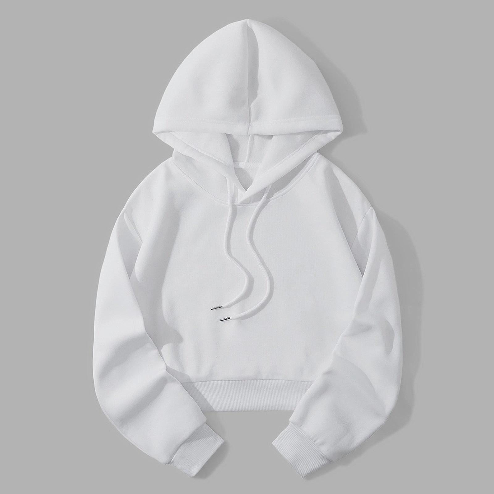 

Женский модный пуловер с длинными рукавами и однотонная толстовка с капюшоном XS белый