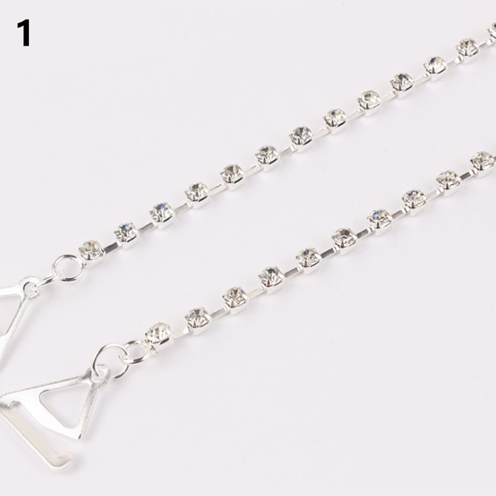 Fashion Elegant Crystal Bra Shoulder Lingerie Accessories Bra Straps Metallic Silver Plated
