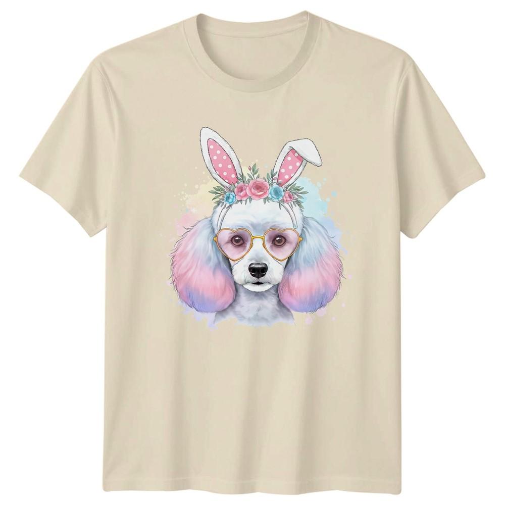 Dog Wearing Bunny Ears Unisexs TShirt Pastel Poodle Lover Easter Gift For Her