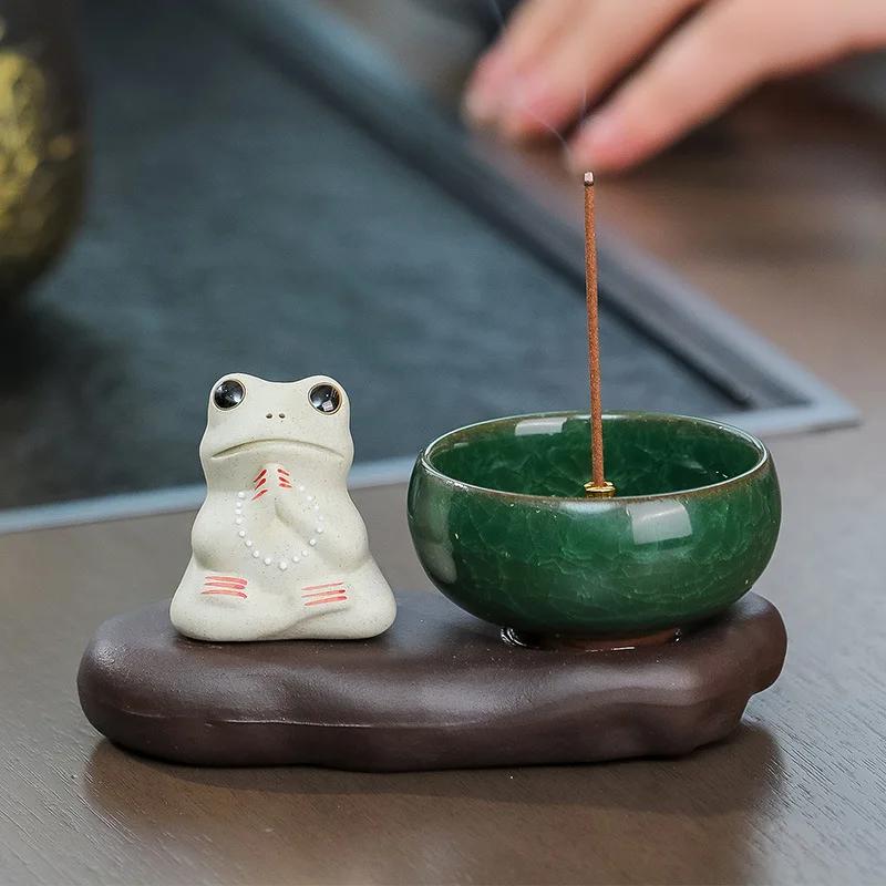 Cute Frog Incense Burner Frogs Tea Pets Ornaments Zen Home Tea Ceremony Accessories Desktop Micro Landscape Decorations Gifts