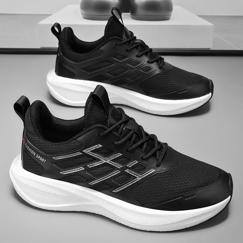 

Sports men s shoes spring and autumn new fly-woven breathable comfortable running shoes men s youth thick-soled heightening non-slip wear-resistant 39