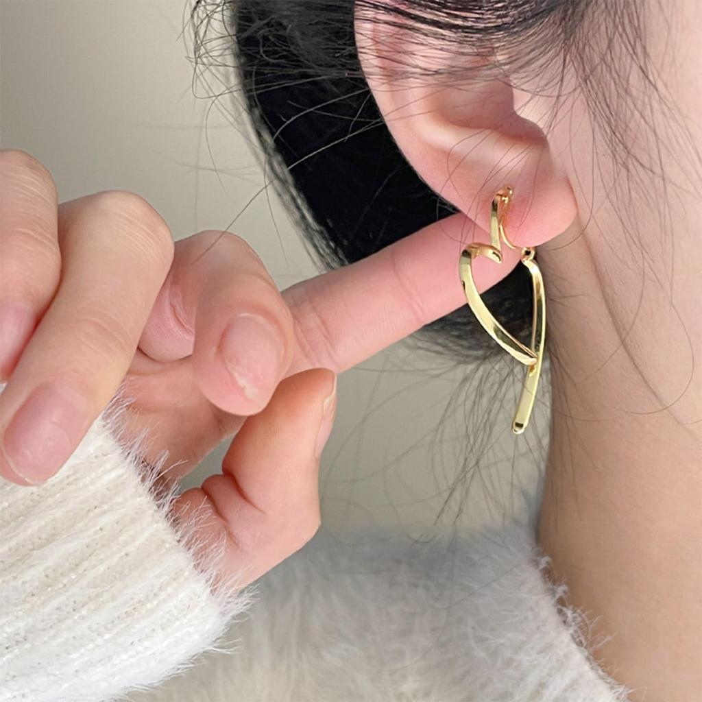 Heart open everyday silicone cover included Gold earrings, heart, gold, silver, comfortable, adult, cute, asymmetrical, casual, elegant, gorgeous,