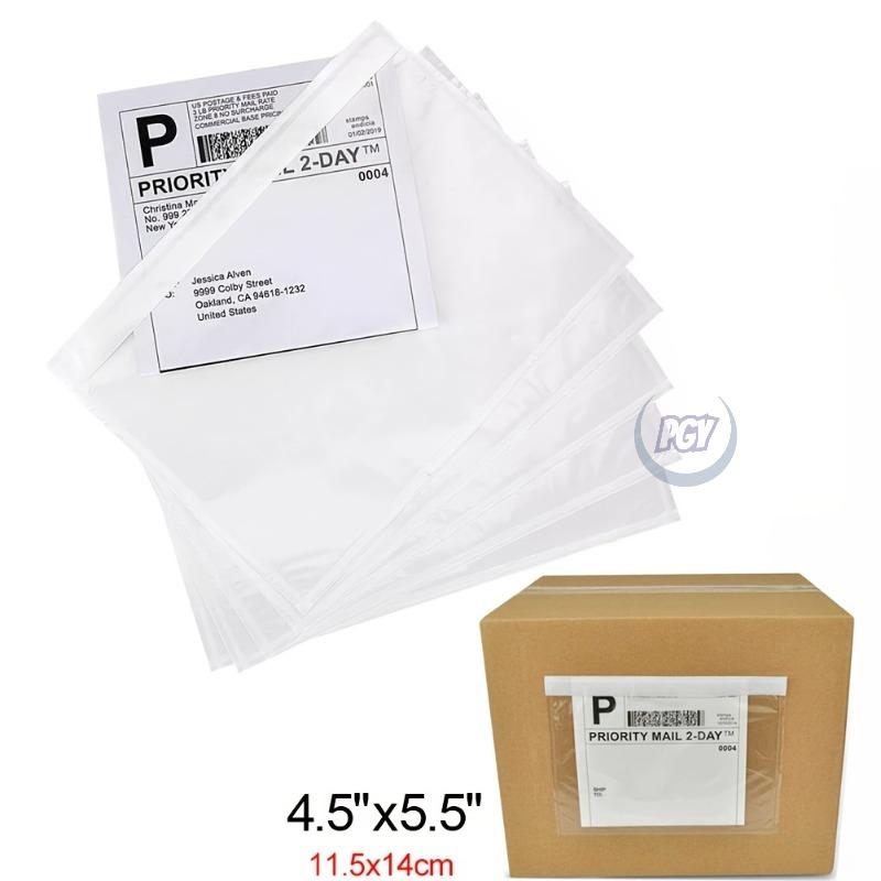 200pcs Clear Self-Adhesive Shipping Label Sleeves 11.5x14cm Waterproof Mailing Envelopes Top Loading Packing List for Businesses