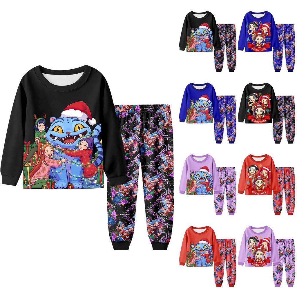 Children's Fashion Suit Skirt Round Neck Long Sleeve Top Pants