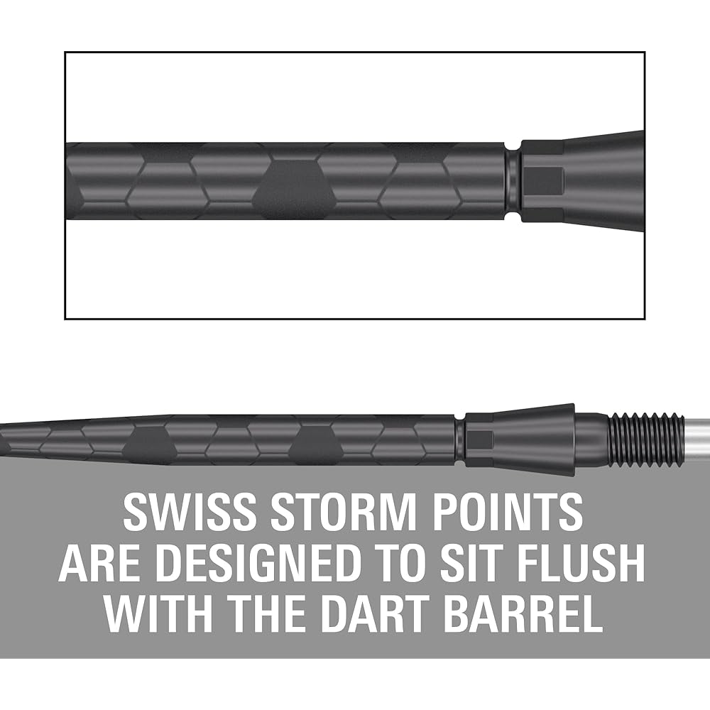 Target Darts Swiss Storm ONYX Dartspitzen (3er Set) 26mm/30mm/35mm - Silber/Gold/Schwarz Ersatz Stahl Dartspitzen (30mm, Schwarz)