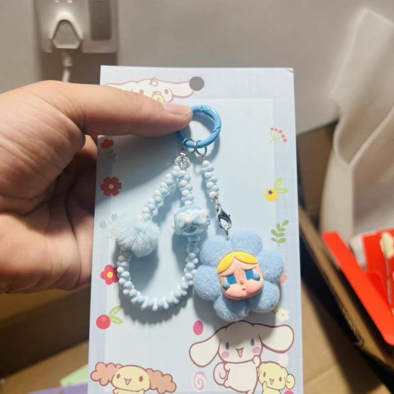 Kawaii Cartoon Doll Keychain Cute  Beaded Keychain Bag Decoration Accessories Universal Mobile Phone Pendant Gifts