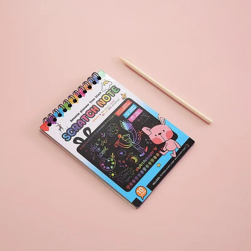 Kratzbild-Malbuch mit Regenbogen-Kratznoten, magischem Malpapier und Stift für Kinder, Bastelspielzeug, Geschenkidee für Kinder