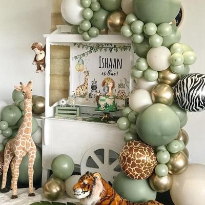 Green Balloon Garland Arch Kit Jungle Safari Animal Birthday Party Decoration Kids Animal Pattern Latex Ballon Baby Shower
