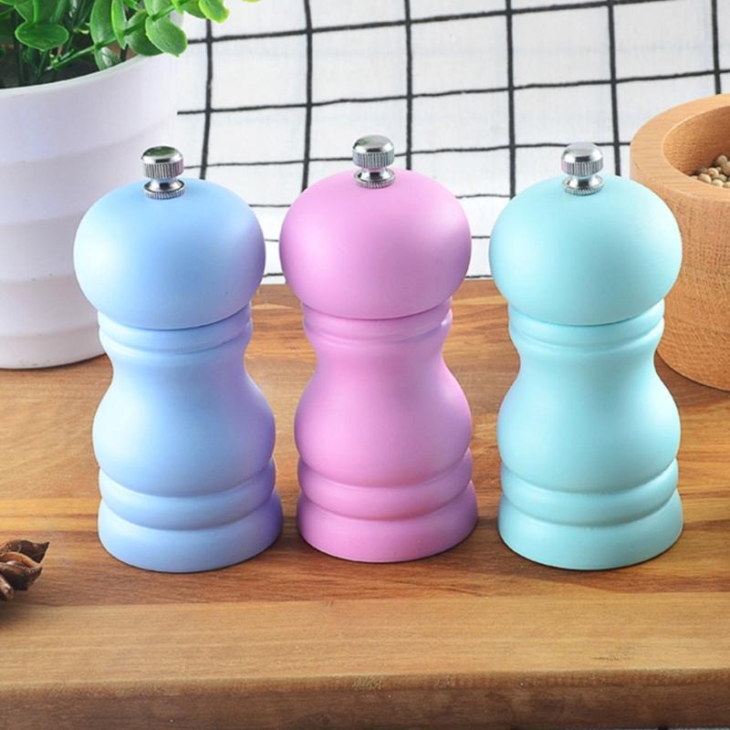 Molino de Pimienta de Mano con Exterior de Madera de Caucho Tamaño de Molienda Ajustable Molinillo de Condimentos Herramienta de Cocina