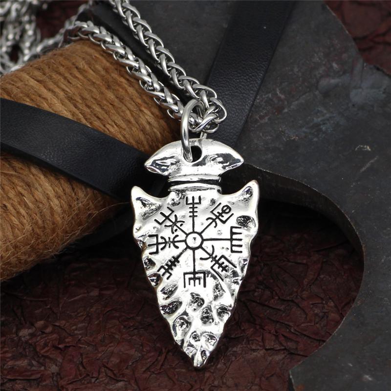 Compass Viking Necklace men women Accessories Charms Pendants Signpost Success Money Happiness Antique Silver Color Jewelry