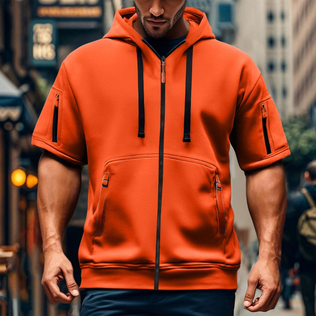 Men's Short-sleeved Casual Hooded Short-sleeved Pullover